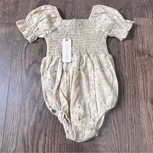 NORALEE light yellow floral smocked romper SIZE 6 MONTHS new with tags